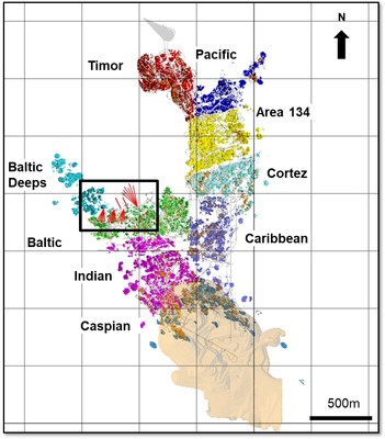 Figure 1: Mineralized Zones at Plutonic Underground (Plan View) (CNW Group/Superior Gold)