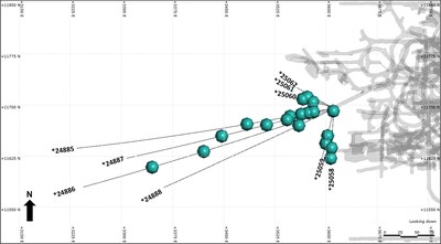 Figure 3: Plan view of Baltic Western Front Extension Significant Intercept Locations (* = UDD) (CNW Group/Superior Gold)